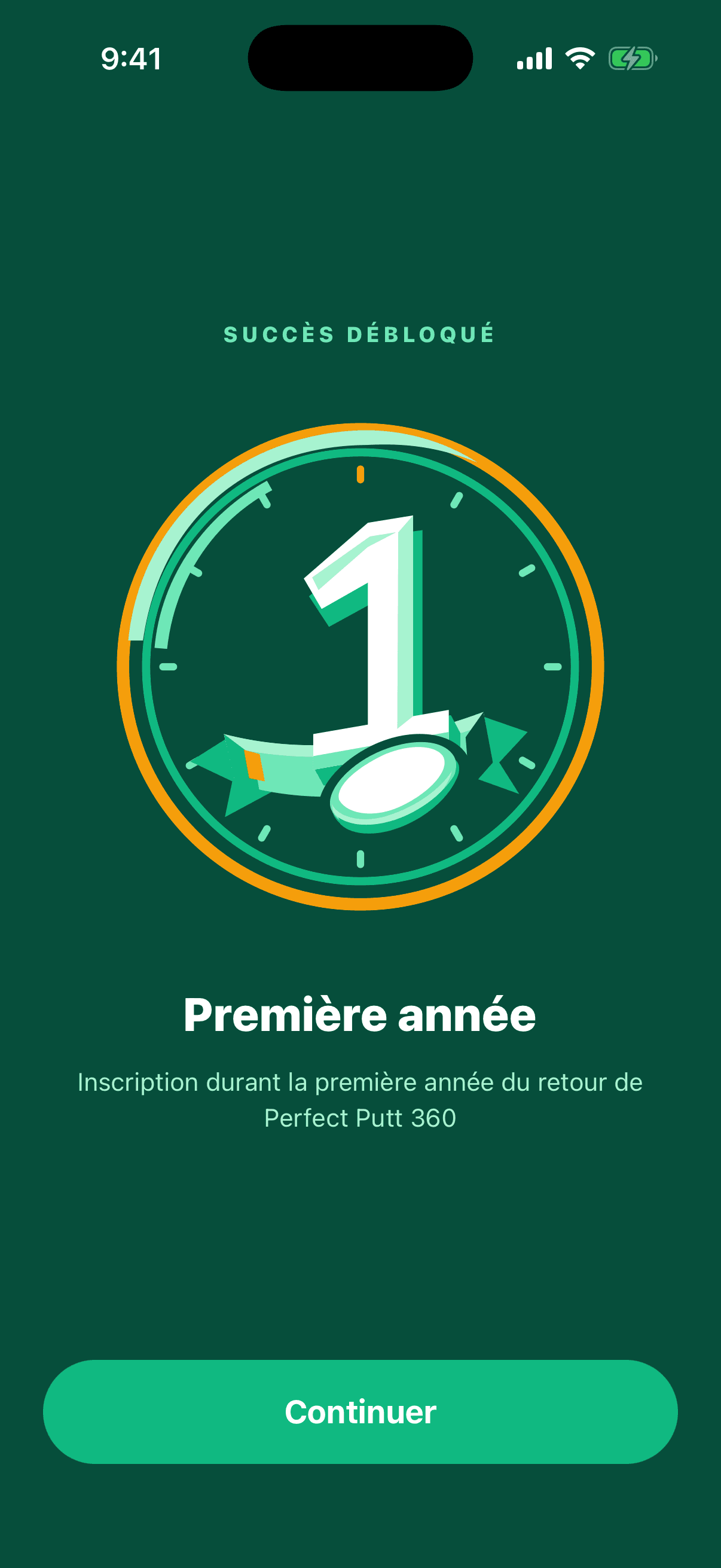 Déblocage du succès « Première année » dans Perfect Putt 360